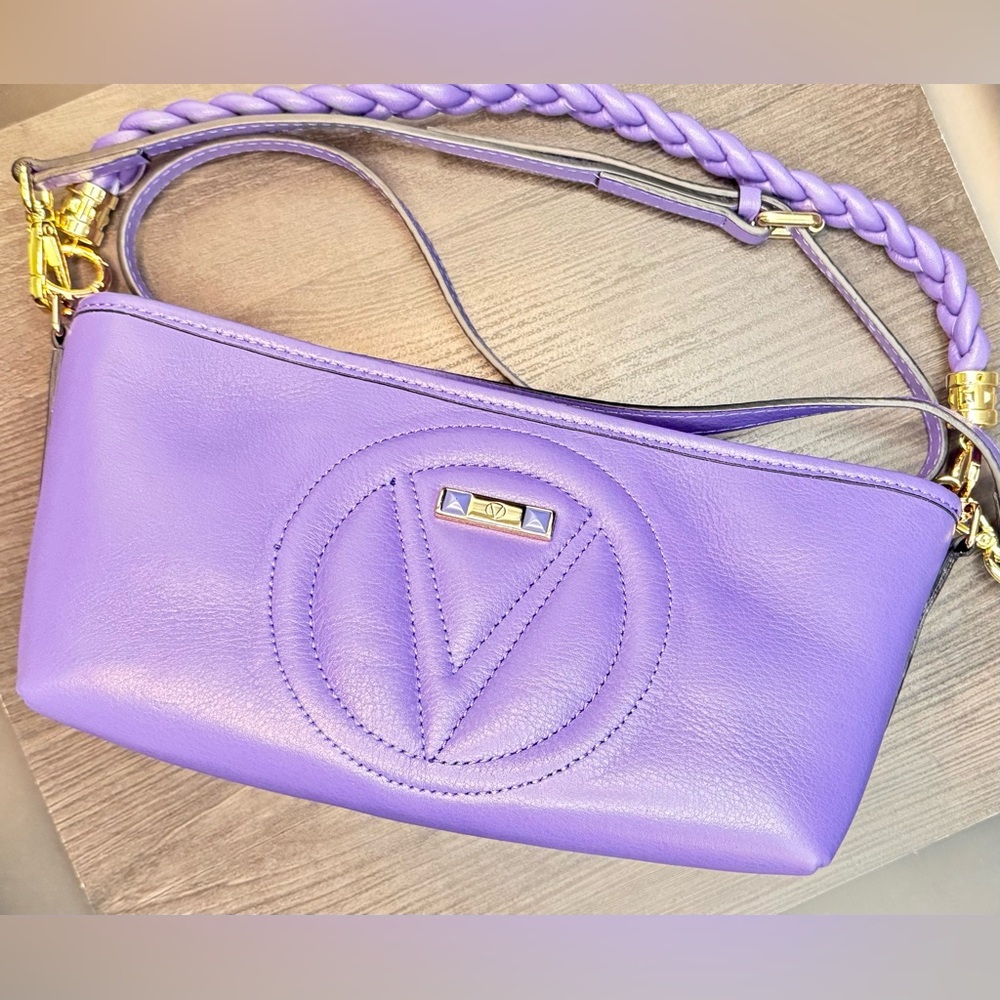 Valentino By Mario Valentino Grace Signature Purple Leather Purse